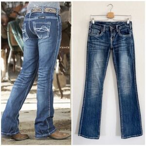 Cowgirl Tuff Edgy Western Bootcut Jeans Size 26 X 35